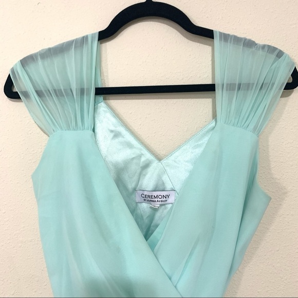 CEREMONY I Want Candy Chiffon Mint wrap Dress S - Picture 3 of 9